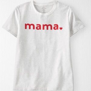 NEW Condition Little Planet adult S organic “mama ❤️” striped Heather grey tee
